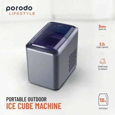 Porodo Lifestyle Portable Outdoor Ice Cube Machine 2.2L -12kg - Black